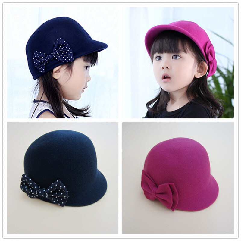 包邮欧美儿童帽子骑士帽女童女孩羊毛呢帽小孩马术帽宝宝礼帽秋冬