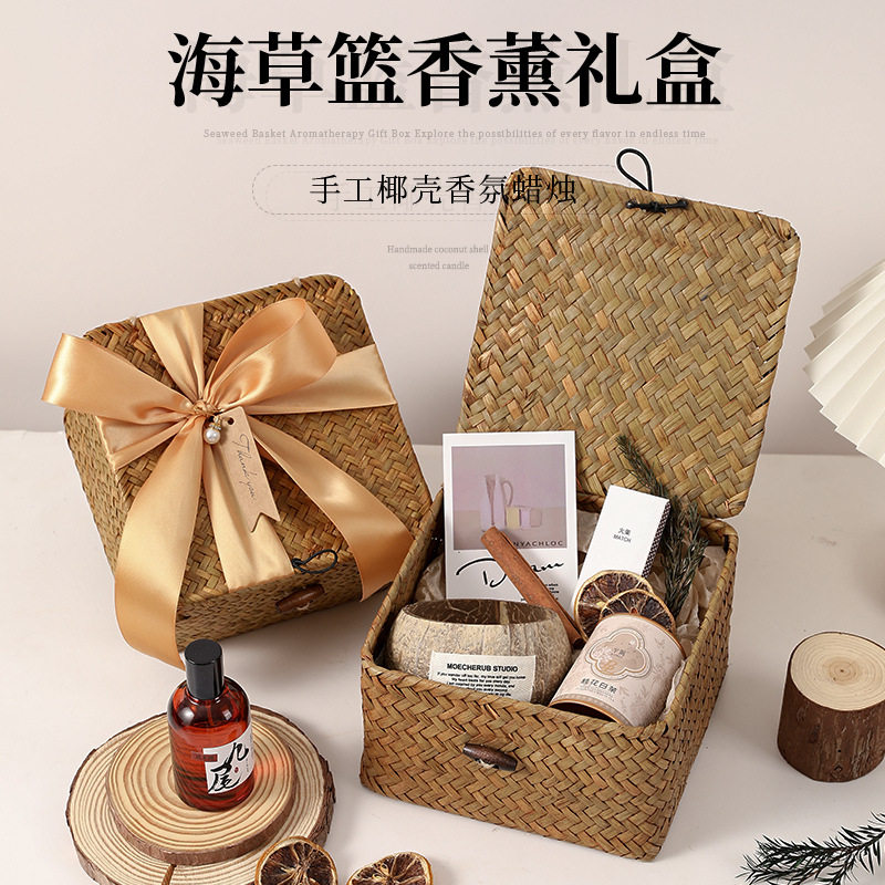 手工椰壳无烟香氛蜡烛香薰礼盒伴手礼套装酥油灯生日礼物结婚回礼