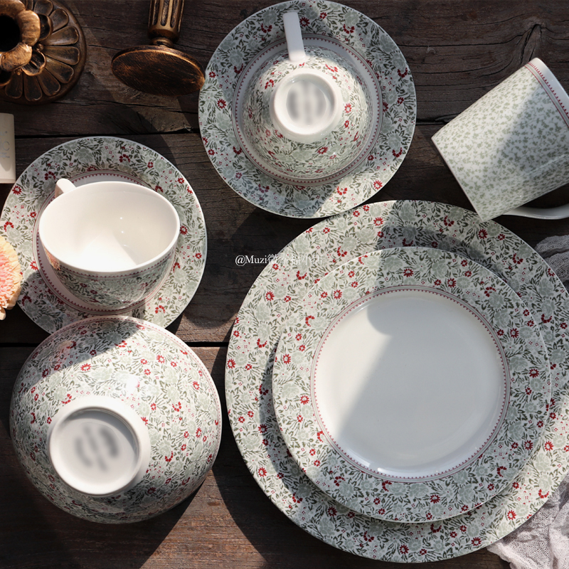 复古绿色餐具套装陶瓷