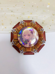 棕色格子吧唧托原神钟离迷你小托徽章底托装饰胸针谷美道具二次元