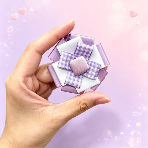 紫色可爱迷你胸花笔袋两用32mm