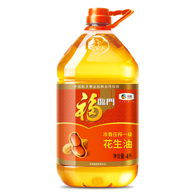 中粮福临门花生油桶装一级压榨4l