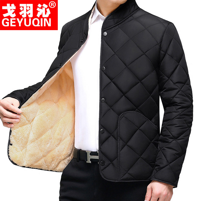 中老年羽绒棉内胆立领加厚新款男大码棉衣爷爷短款加绒棉服爸爸装