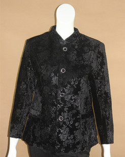 外套中老年6080金丝绒开衫 老年人女装 奶奶装 立领外套 上衣 春秋装