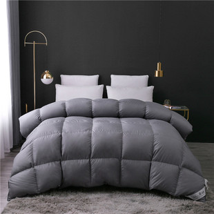 定做柔赛丝羽绒被冬被95白鹅绒被加厚保暖冬季被子春秋被芯简约灰