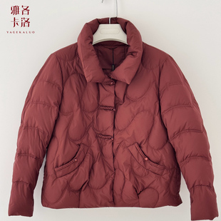 雅各卡洛高端2025冬装25-D05短款休闲显瘦羽绒服妈妈装保暖外套女