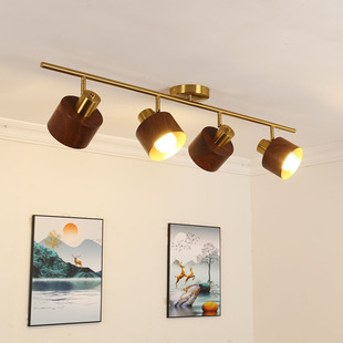 复古木纹中古风射灯led家用客厅背景墙衣帽间阳台过道补光吸顶灯