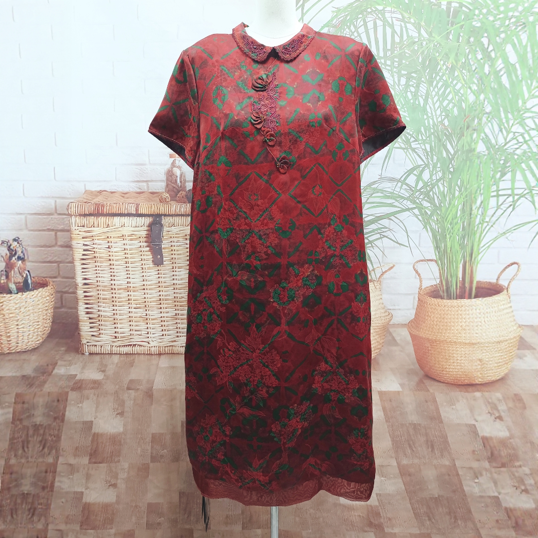 2025年新款花罗香云纱桑蚕丝连衣裙女宽松大码妈妈装真丝印花裙子