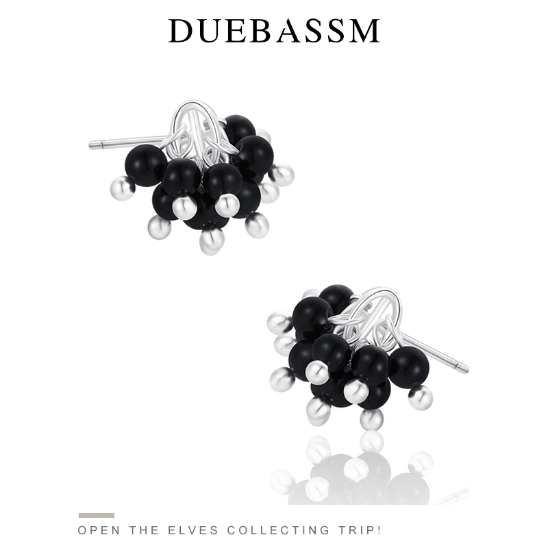 DUEBASSM黑玛瑙通体S925耳钉