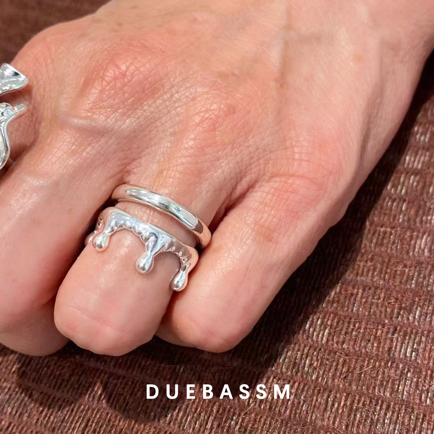 DuebassmS925纯银手工皇冠戒指