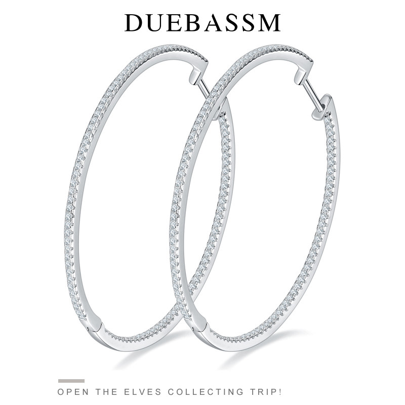 duebassm简约纯银莫桑石女耳环