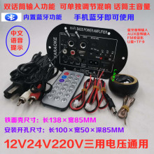 低音炮功放板蓝牙双话筒带显示12v24v220v车载6～10寸音响板