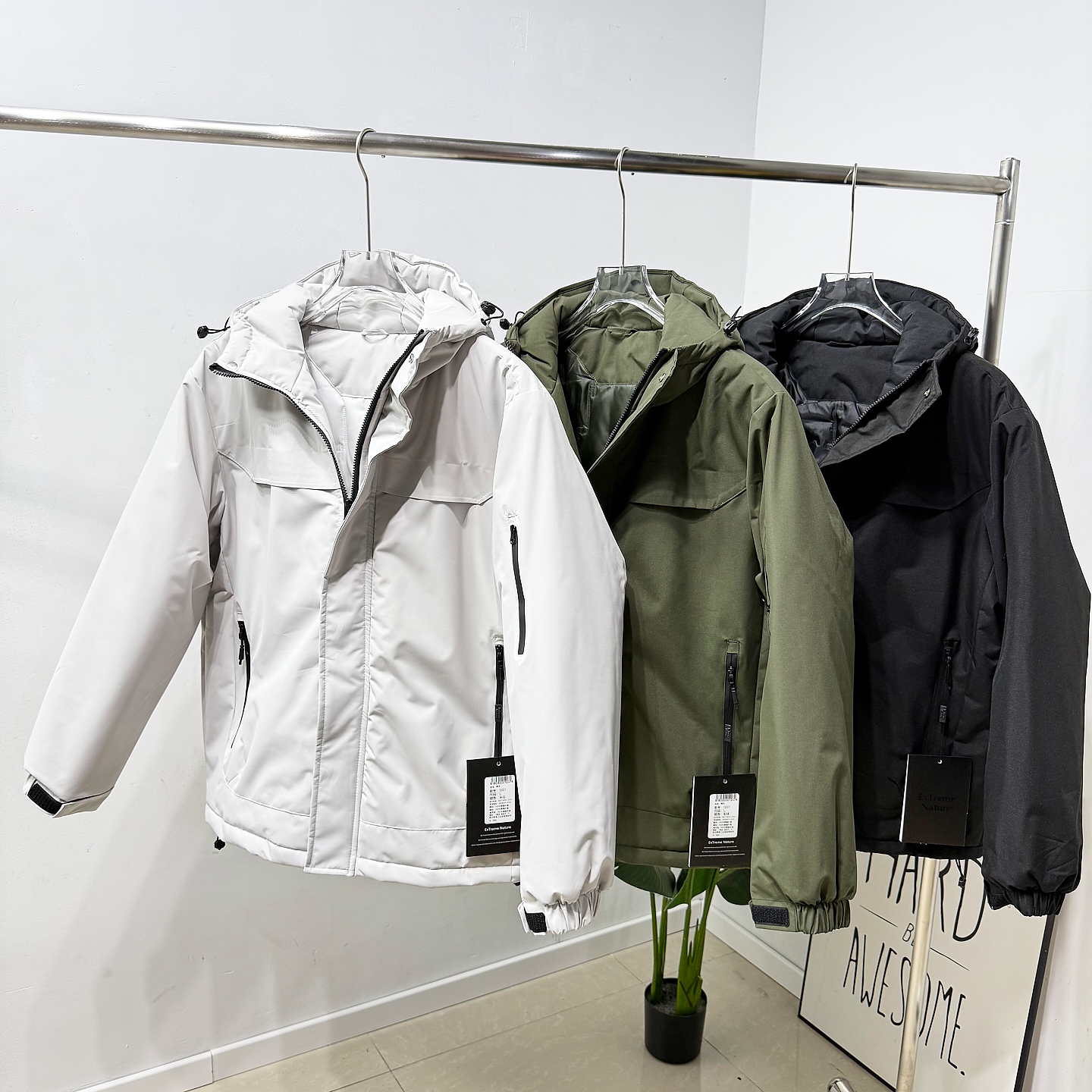 工装风拉满！上身有型！外贸男装冬季户外防风保暖连帽棉衣外套潮