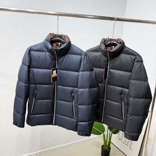 高奢老钱范！蓬松度高！秋冬男士纯色绗缝充绒保暖时尚立领羽绒服
