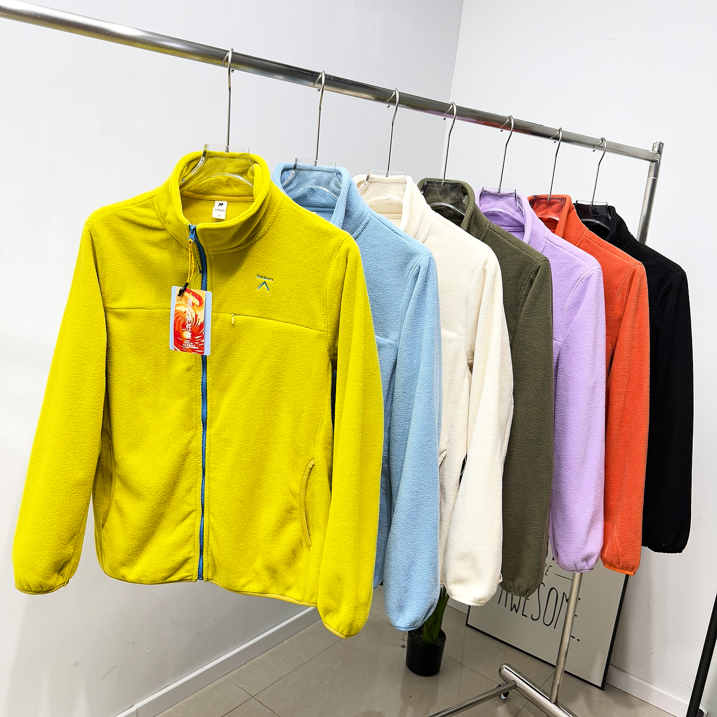 男女同款！柔软细腻！外贸男装秋冬户外保暖休闲立领摇粒绒外套潮