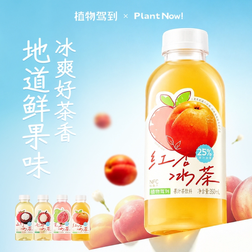 植物驾到新品芭乐红杏毛丹山竹冰茶500ml/瓶装低糖果汁茶饮料整箱