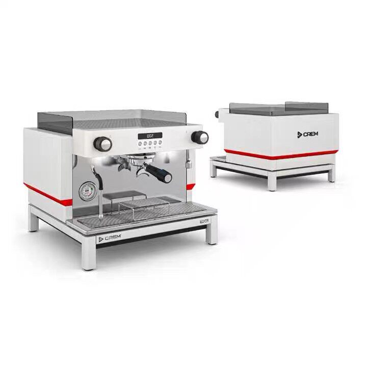 爱宝CREM-EX3半自动意式咖啡机白色单头双头商用温控系统带显示屏