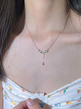 绚烂.A Funny Story 纯银小树叶流苏吊坠小众高级轻奢项链锁骨链