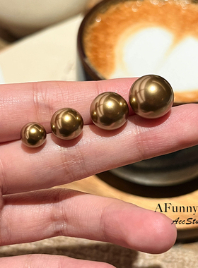 珠光曲｜AFunnyStory经典珍珠简约气质百搭日常摩卡金棕耳钉耳夹