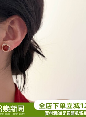 南红｜AFunnyStory新款显白红色耳针无痛蚊香盘耳夹新年其实耳钉