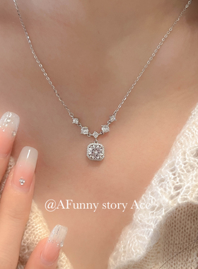 纯银闪闪｜AFunnyStory2025新款通体S925银轻奢温柔项链方钻链