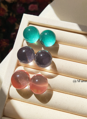 元气啵啵｜AFunnyStory夏日星空球球耳钉海边度假彩色耳针耳饰女