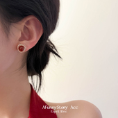 南红｜AFunnyStory新款 显白红色耳针无痛蚊香盘耳夹新年其实耳钉