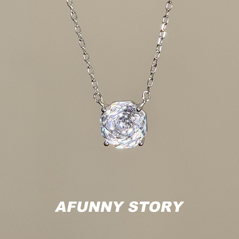 露思同款百搭S925纯银项链链耳钉