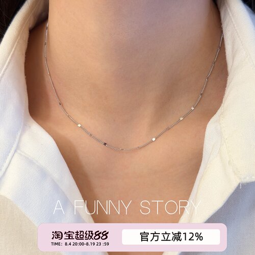 项链纯银素链无吊坠ins风锁骨链