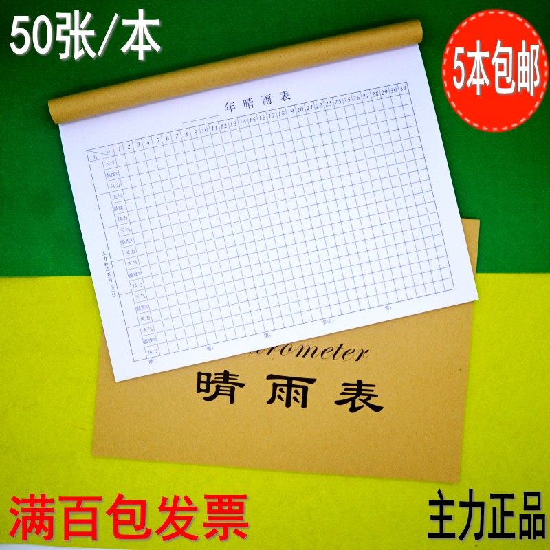 A4主力晴雨表工地施工日历计划表 年度行程天气温度记录晴雨报表