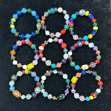 天然玛瑙玉髓水晶手链多宝手串男女转运珠多款多色礼物批发