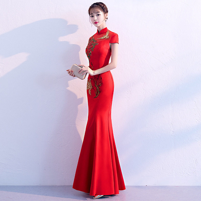 2026新款新娘敬酒服旗袍春季长款红色结婚显瘦中式中国风礼服裙女
