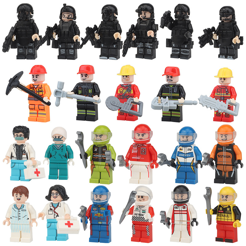 小人偶积木人物医生警察消防员