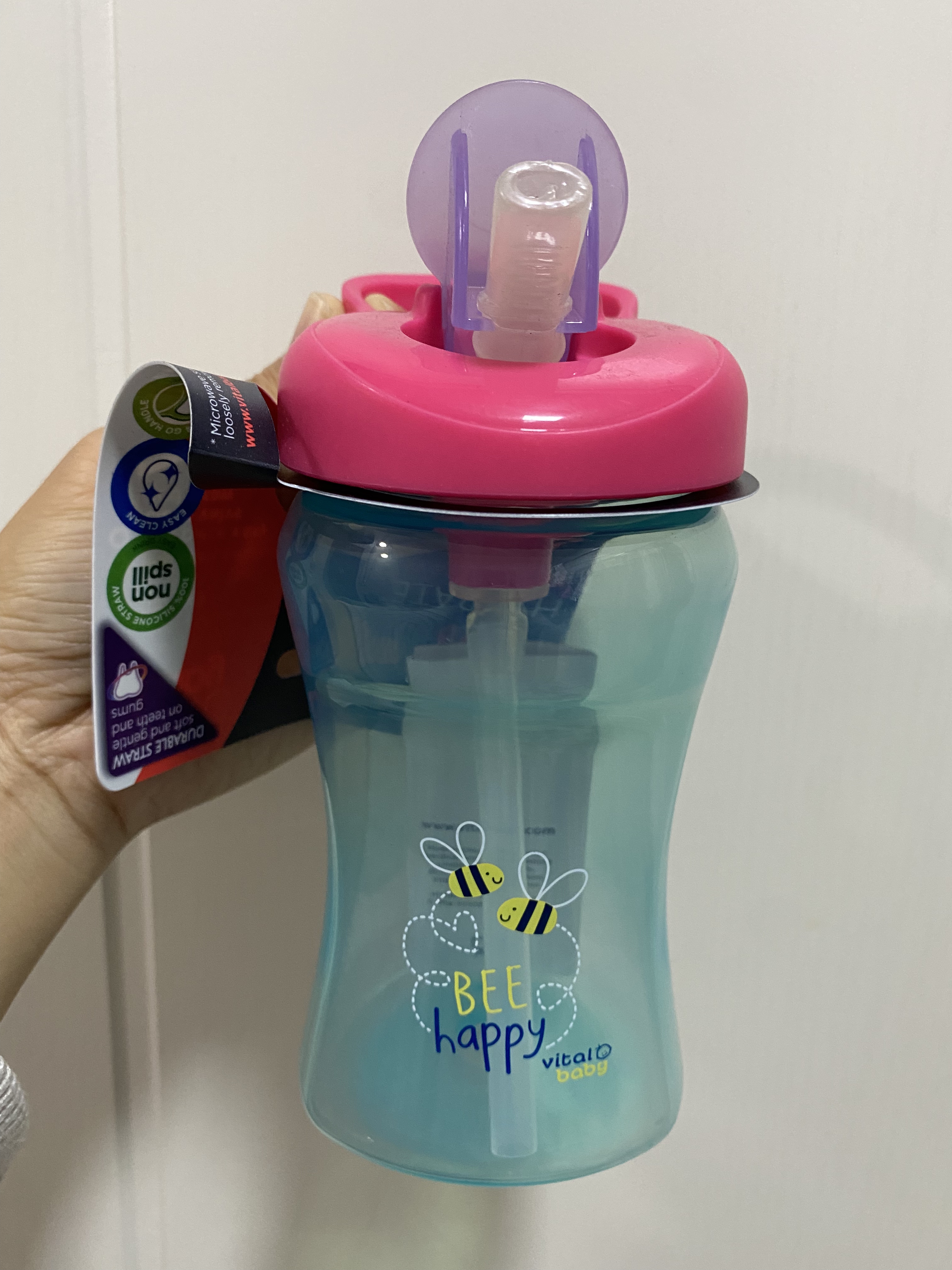 美国吸管杯夏季儿童吸管水杯防摔手提杯子透明幼儿园外出杯子水壶