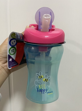 美国吸管杯夏季儿童吸管水杯防摔手提杯子透明幼儿园外出杯子水壶