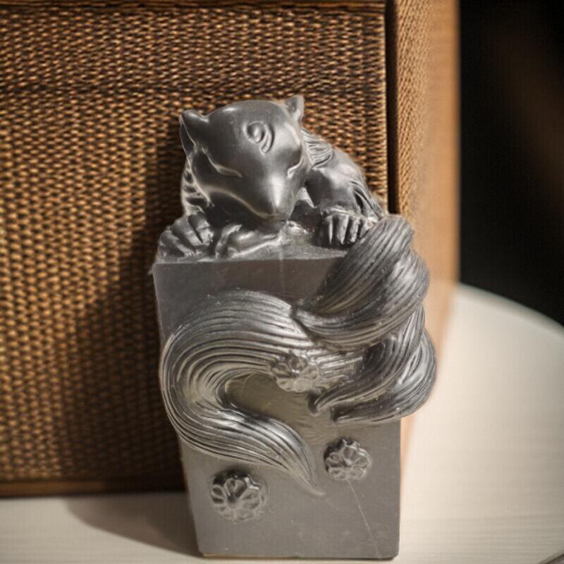 狐狸九尾狐印章摆件泰山玉异兽印玉玺镇宅招财风水摆设可定制青丘