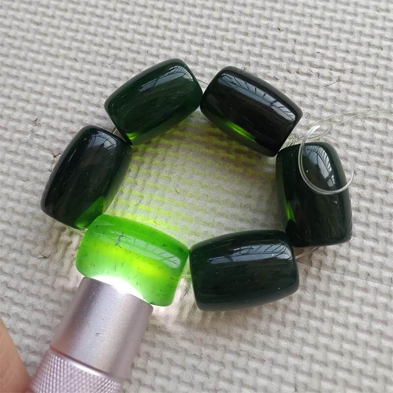 泰山玉大号桶珠手链 天然玉石转运珠新中式高品玉串轻奢高货手串