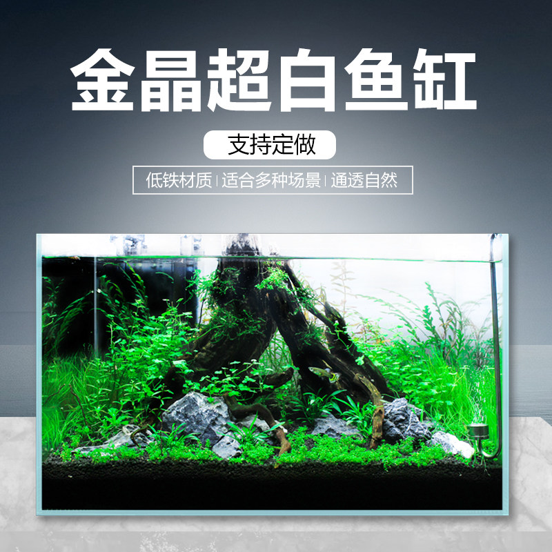 金晶超白鱼缸真水草造景桌面客厅办公室小型玻璃水族箱热带金鱼缸