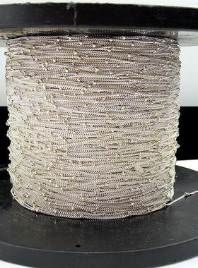 S925纯银半成品链条侧身间珠链手工DIY配件银饰流苏锁骨链毛衣链