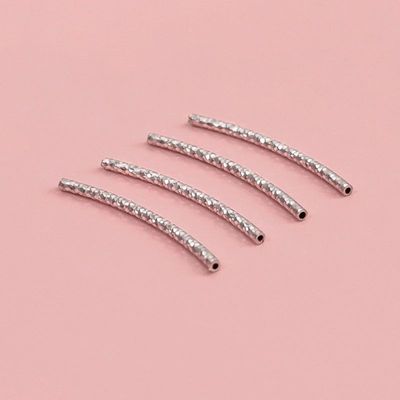 S925纯银车花弯管爆闪满天星银管DIY手绳编绳项链串珠饰品配件