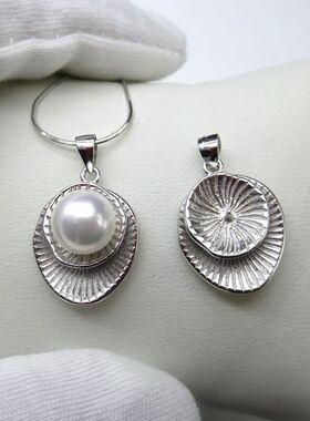 纯银项链坠子单吊坠女款不含链简约日韩单颗925银饰珍珠项坠配饰