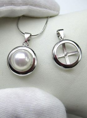 纯银项链坠子单吊坠女款不含链简约日韩单颗s925银饰珍珠项坠配饰