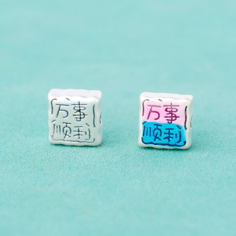 s999足银复古万事顺利隔珠桶珠编织手绳串手链项链手工diy配件