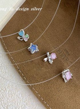 原创S999足银冰璨蝶络甜美隐形韩蝴蝶个性夏季显白鱼线锁骨链代发