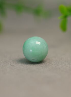 #K380绿色缅甸天然A货翡翠珠子 12.5MM素面圆珠顶珠佛珠