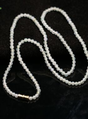 #4507一串老坑白色冰种天然A货翡翠珠子项链