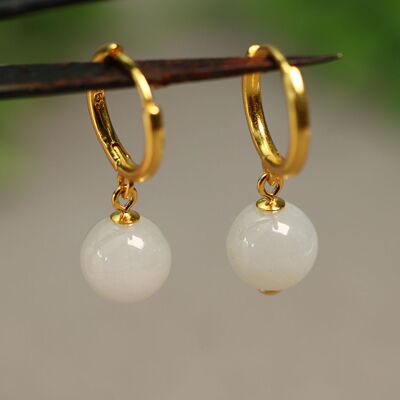 冰种天然翡翠天然翡翠珠子耳坠