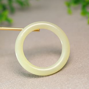 K211天然和田白玉袈裟环玉环吊坠挂坠