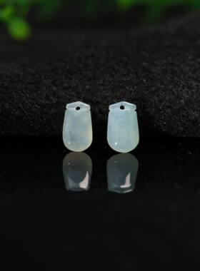 #F640一对冰种天然A货翡翠福袋小吊坠坠角