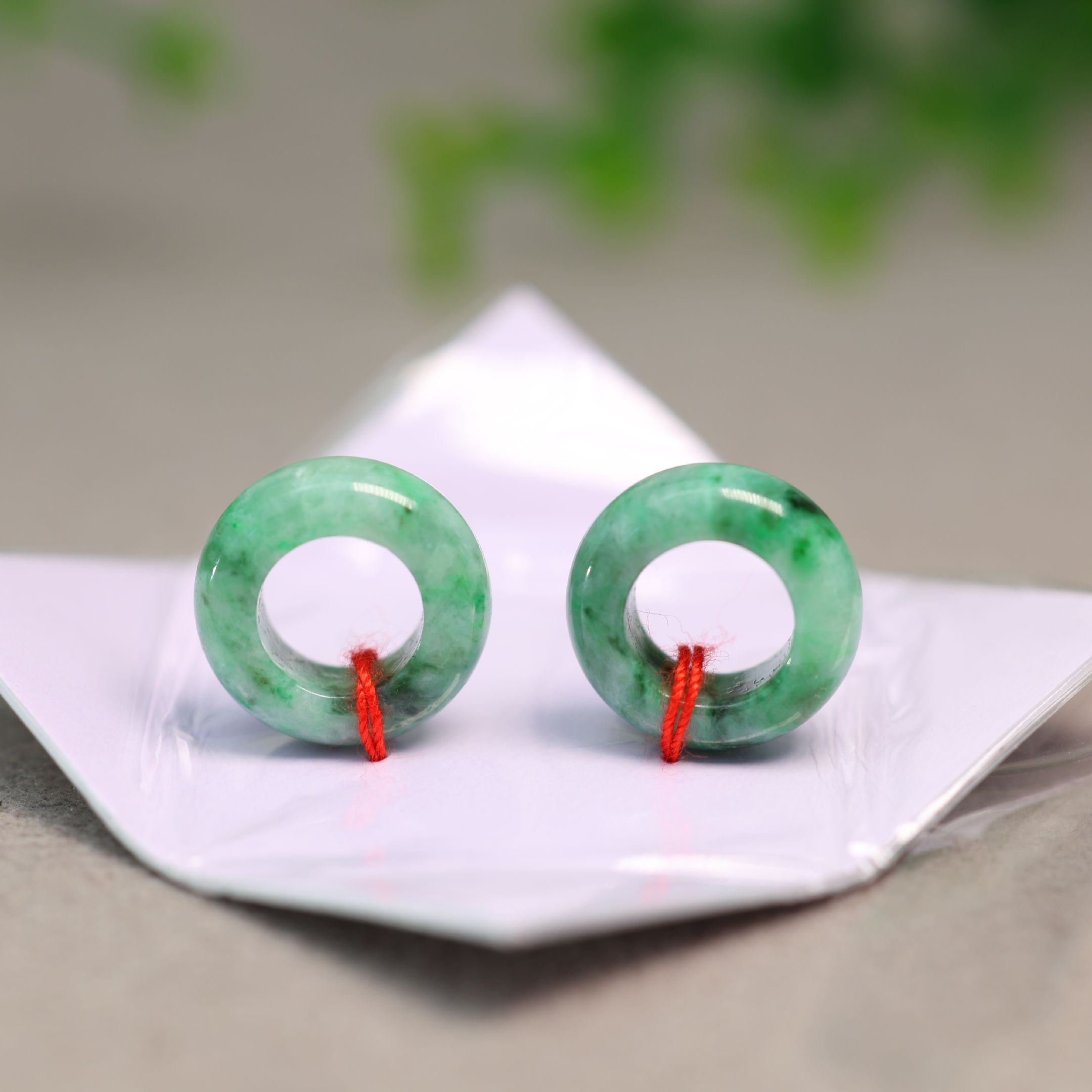 缅甸天然A货翡翠圆圈小环